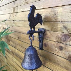 Campana da porta per giardino e cancello con motivo gallo in ghisa