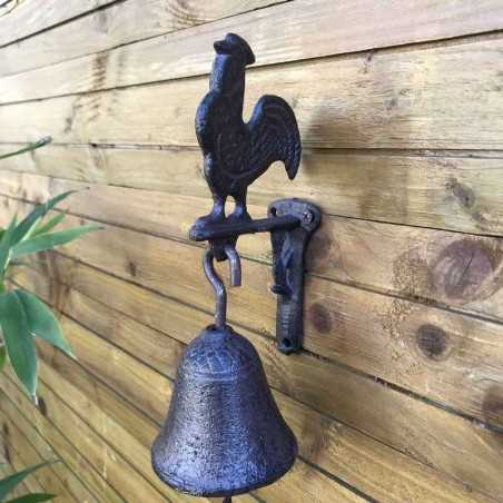 Campana da porta per giardino e cancello con motivo gallo in ghisa