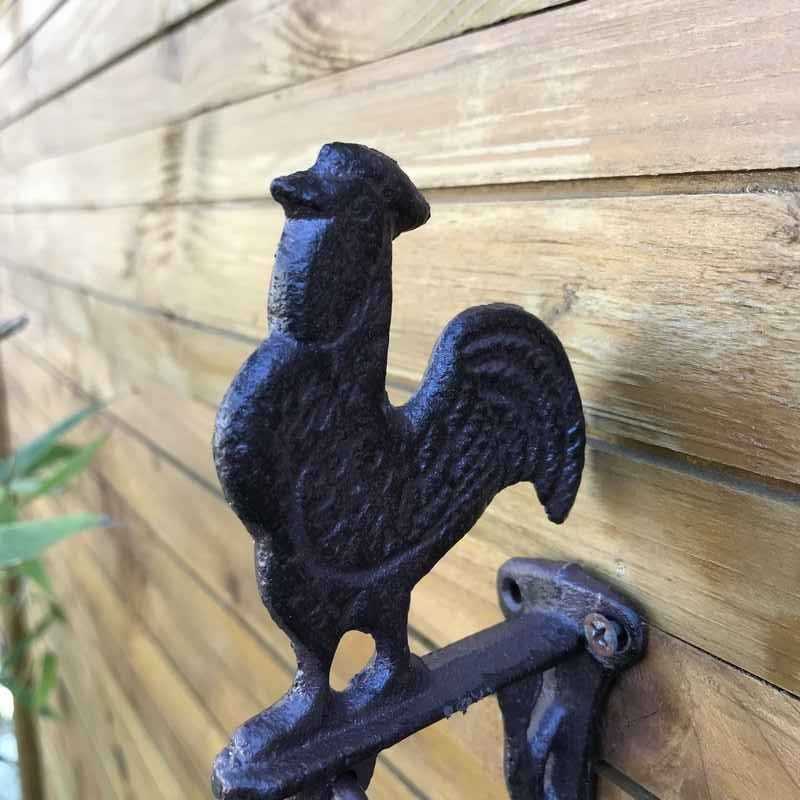 Campana da porta per giardino e cancello con motivo gallo in ghisa