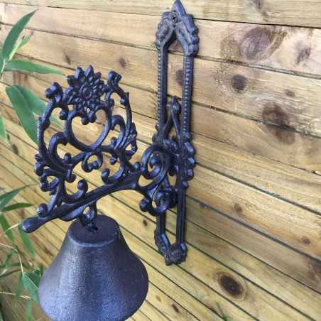 Campana da porta per giardino e cancello con motivo a cuore e arabeschi in ghisa