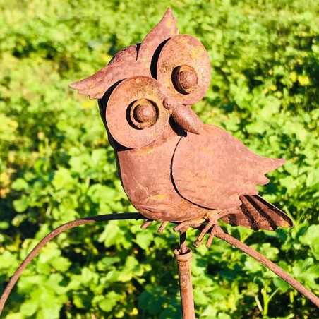 Pic decorativo da giardino, bilanciere in ferro a forma di civetta