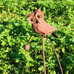 Pic decorativo da giardino, bilanciere in ferro a forma di civetta