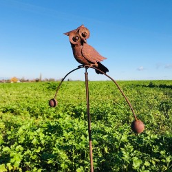 Pic decorativo da giardino, bilanciere in ferro a forma di civetta