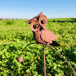 Pic decorativo da giardino, bilanciere in ferro a forma di civetta