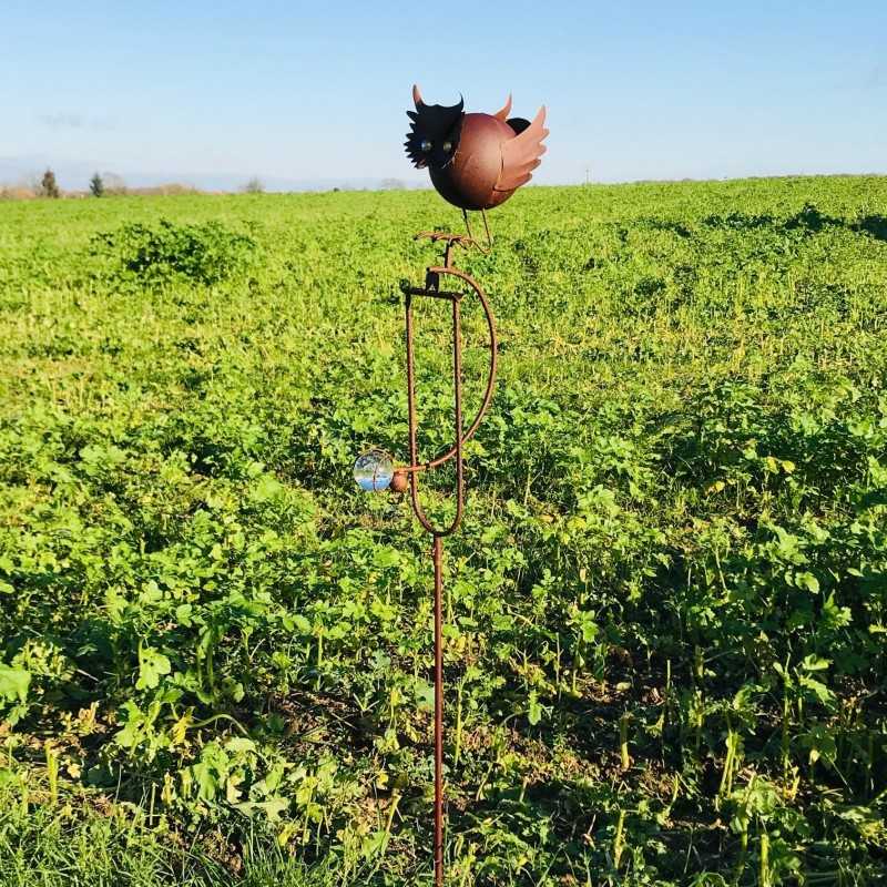 Bilanciere decorativo da giardino in ferro con motivo gufi