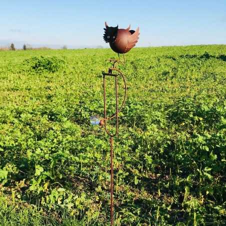 Bilanciere decorativo da giardino in ferro con motivo gufi