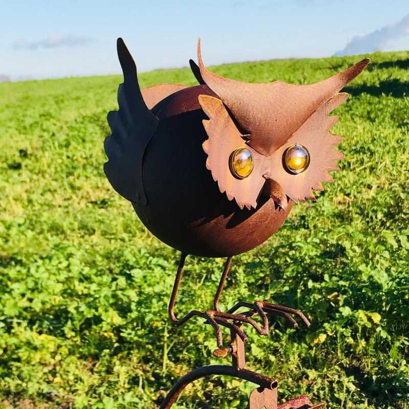 Bilanciere decorativo da giardino in ferro con motivo gufi
