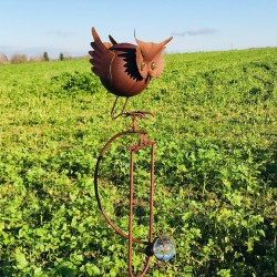 Bilanciere decorativo da giardino in ferro con motivo gufi