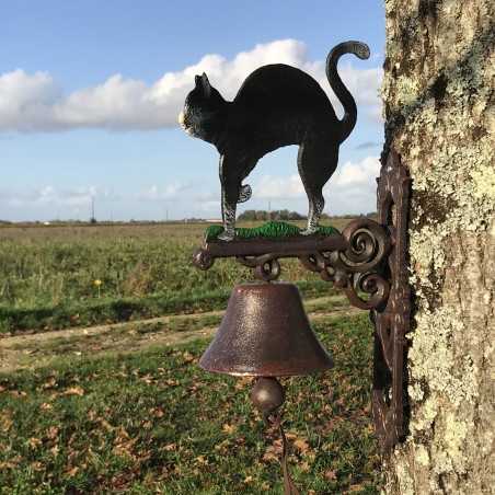 Grande Campana da Porta in Ghisa H 45cm motivo Gatto Nero