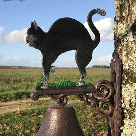Grande Campana da Porta in Ghisa H 45cm motivo Gatto Nero
