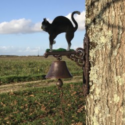 Grande Campana da Porta in Ghisa H 45cm motivo Gatto Nero