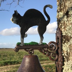 Grande Campana da Porta in Ghisa H 45cm motivo Gatto Nero