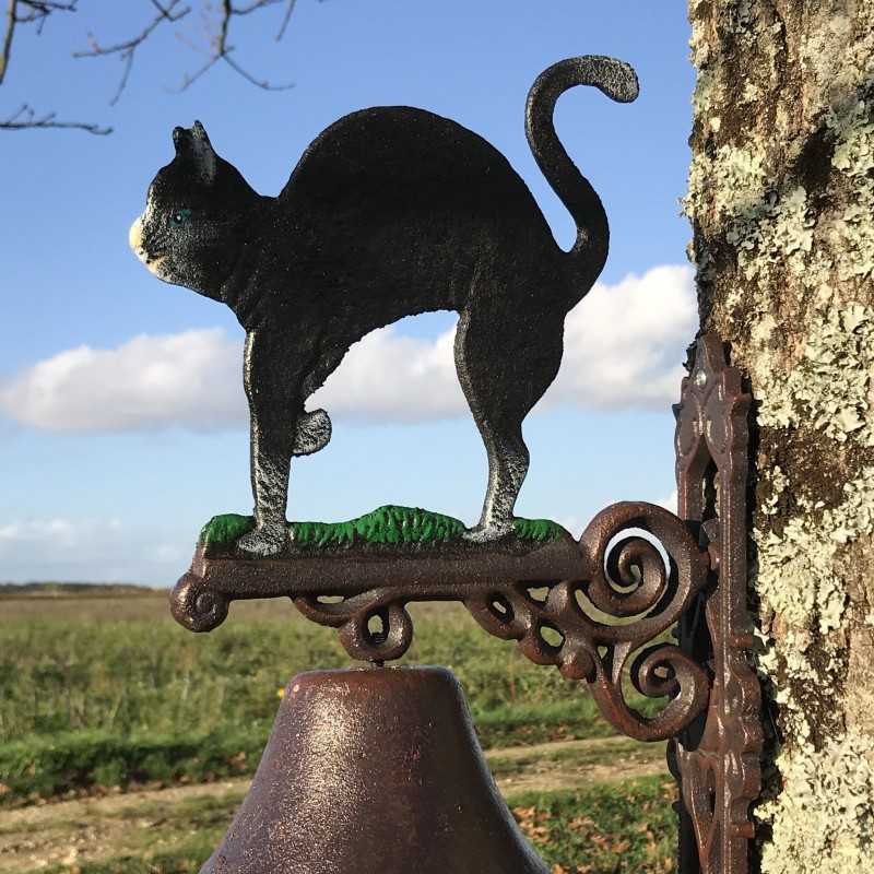 Grande Campana da Porta in Ghisa H 45cm motivo Gatto Nero