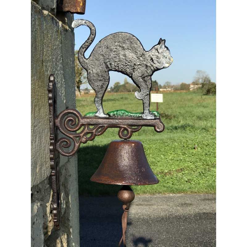 Grande Campana da Porta in Ghisa H 45cm motivo Gatto Nero