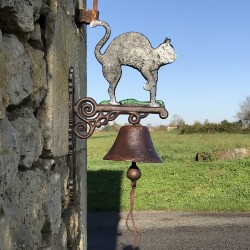 Grande Campana da Porta in Ghisa H 45cm motivo Gatto Nero