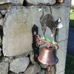Grande Campana da Porta in Ghisa H 45cm motivo Gatto Nero