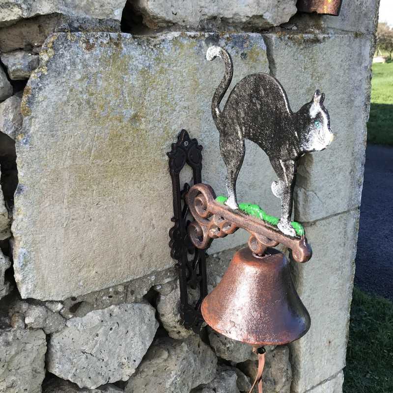 Grande Campana da Porta in Ghisa H 45cm motivo Gatto Nero