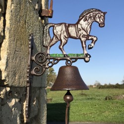 Grande Campana da Porta in Ghisa H 45cm motivo Cavallo
