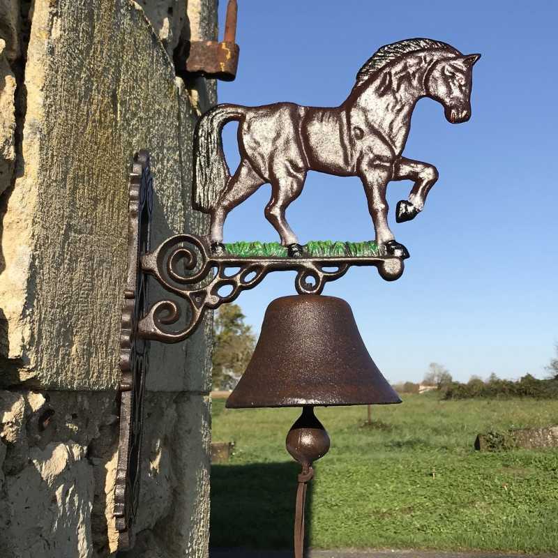 Grande Campana da Porta in Ghisa H 45cm motivo Cavallo
