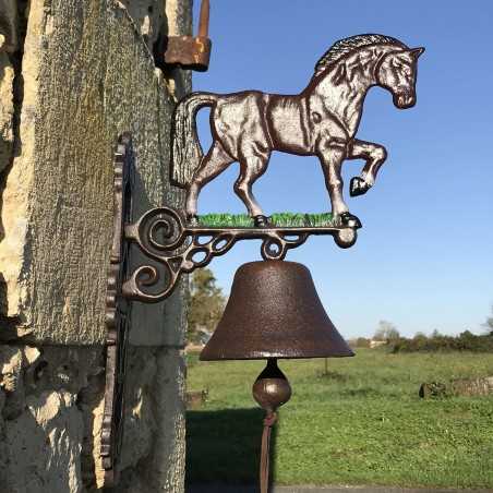 Grande Campana da Porta in Ghisa H 45cm motivo Cavallo