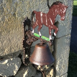 Grande Campana da Porta in Ghisa H 45cm motivo Cavallo