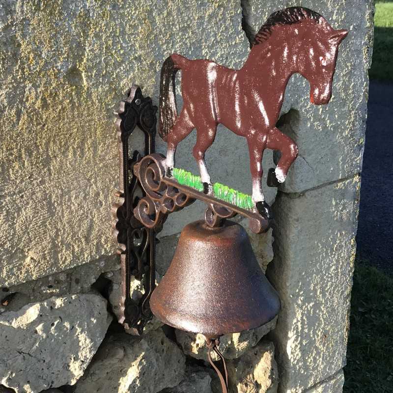 Grande Campana da Porta in Ghisa H 45cm motivo Cavallo