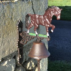 Grande Campana da Porta in Ghisa H 45cm motivo Cavallo