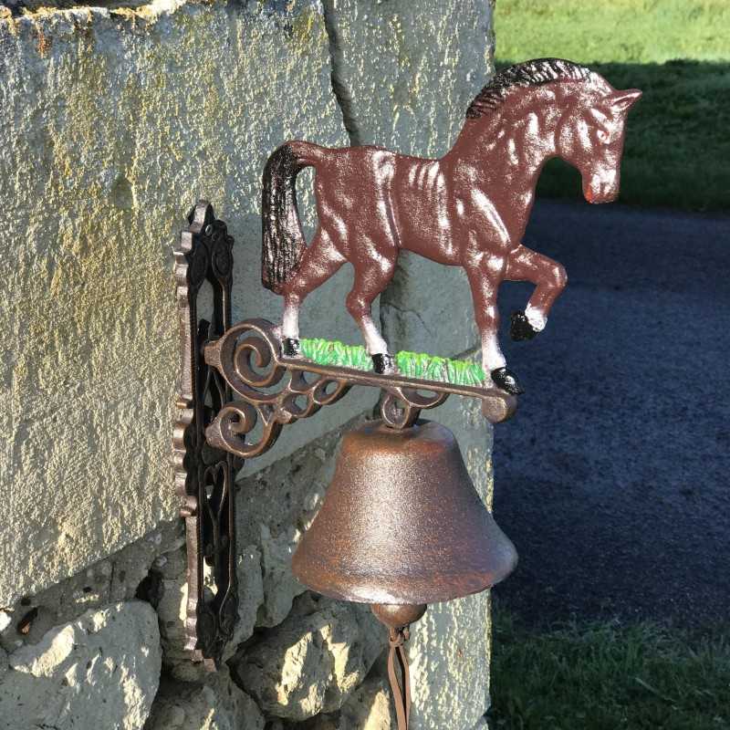 Grande Campana da Porta in Ghisa H 45cm motivo Cavallo