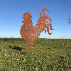 Grande Silhouette in Metallo Gallo per Decorazione da Giardino