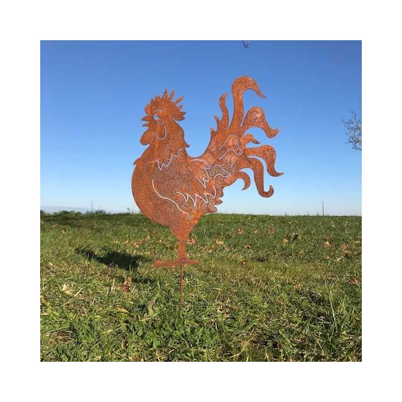 Grande Silhouette in Metallo Gallo per Decorazione da Giardino