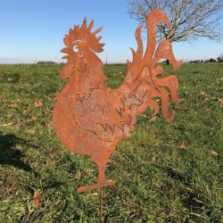 Grande Silhouette in Metallo Gallo per Decorazione da Giardino