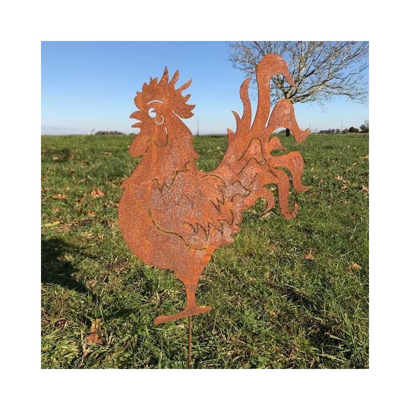 Grande Silhouette in Metallo Gallo per Decorazione da Giardino