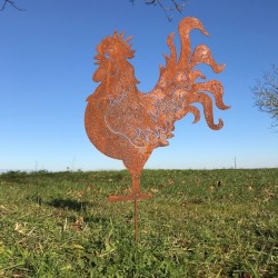 Grande Silhouette in Metallo Gallo per Decorazione da Giardino