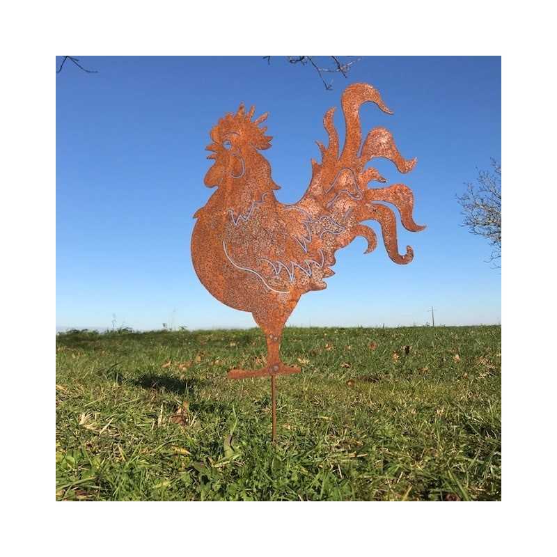 Grande Silhouette in Metallo Gallo per Decorazione da Giardino