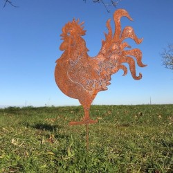 Grande Silhouette in Metallo Gallo per Decorazione da Giardino