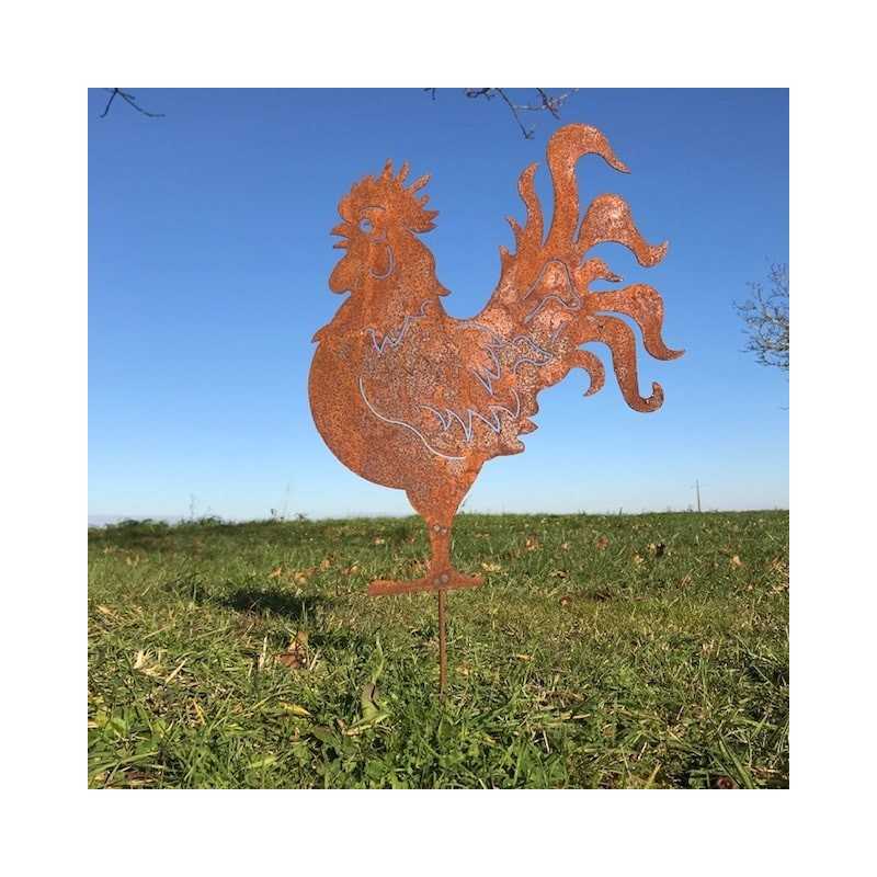 Grande Silhouette in Metallo Gallo per Decorazione da Giardino