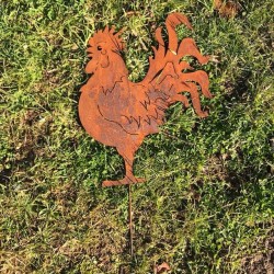 Grande Silhouette in Metallo Gallo per Decorazione da Giardino