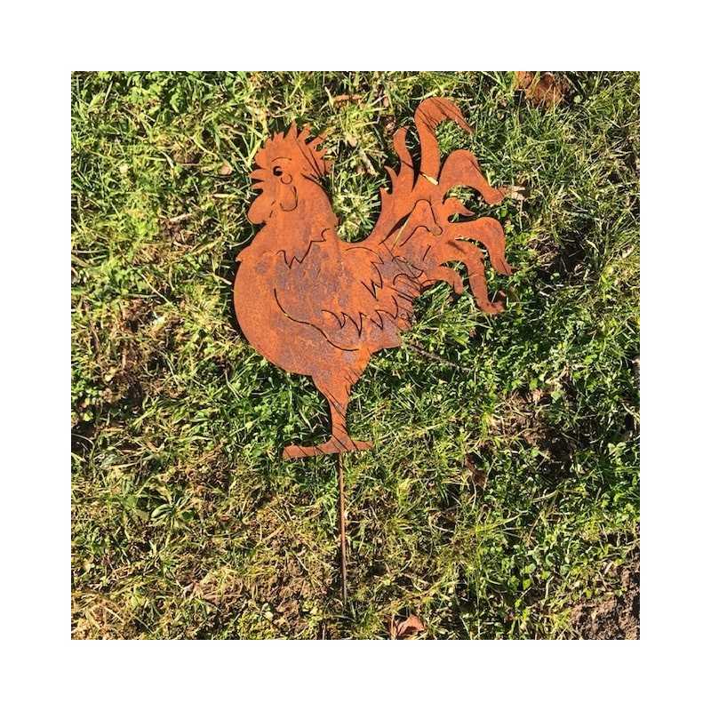 Grande Silhouette in Metallo Gallo per Decorazione da Giardino