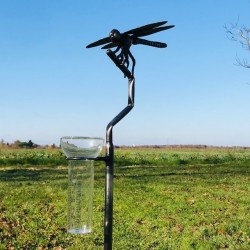 Pluviometro Originale Decorativo Libellula in Acciaio Inox Forgiato H134 cm
