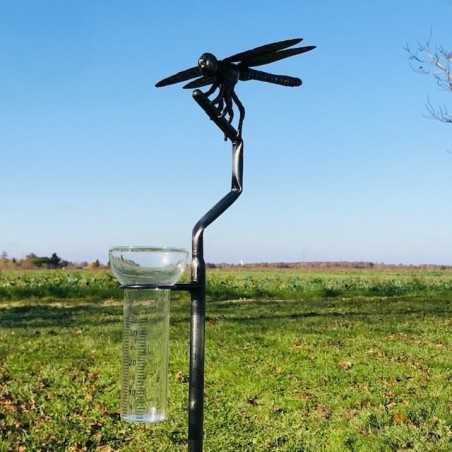 Pluviometro Originale Decorativo Libellula in Acciaio Inox Forgiato H134 cm