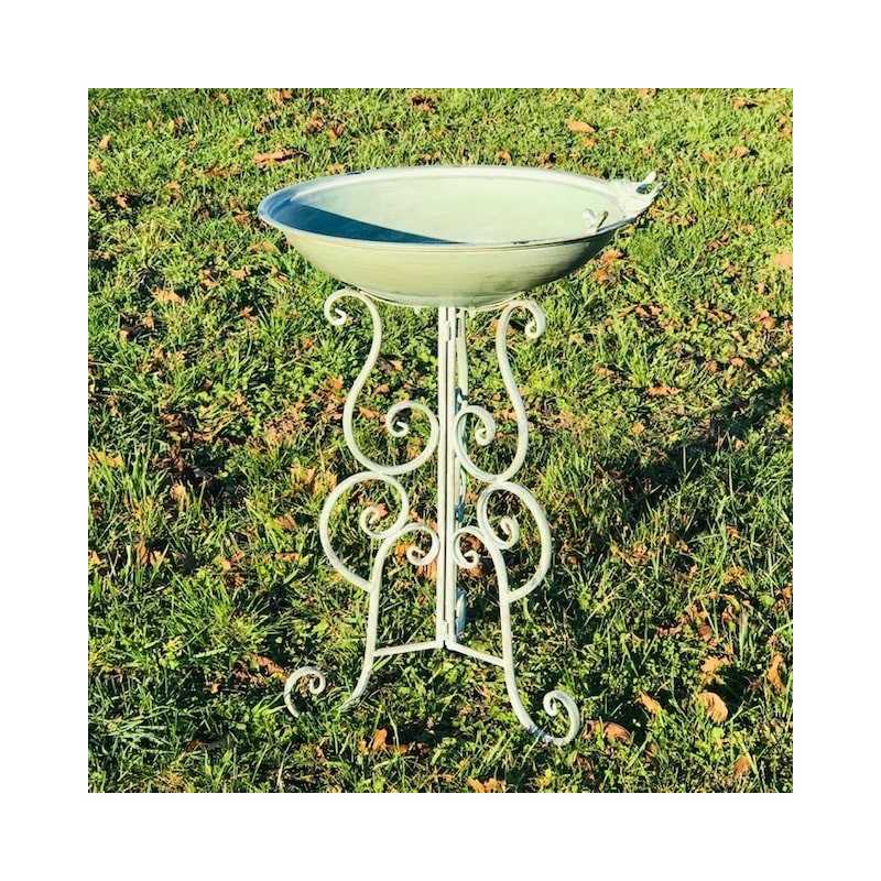Magnifico bagno per uccelli e mangiatoia in metallo altezza 76 cm