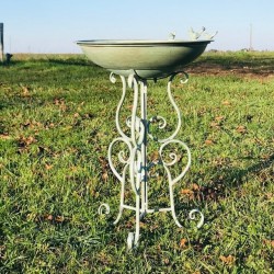 Magnifico bagno per uccelli e mangiatoia in metallo altezza 76 cm