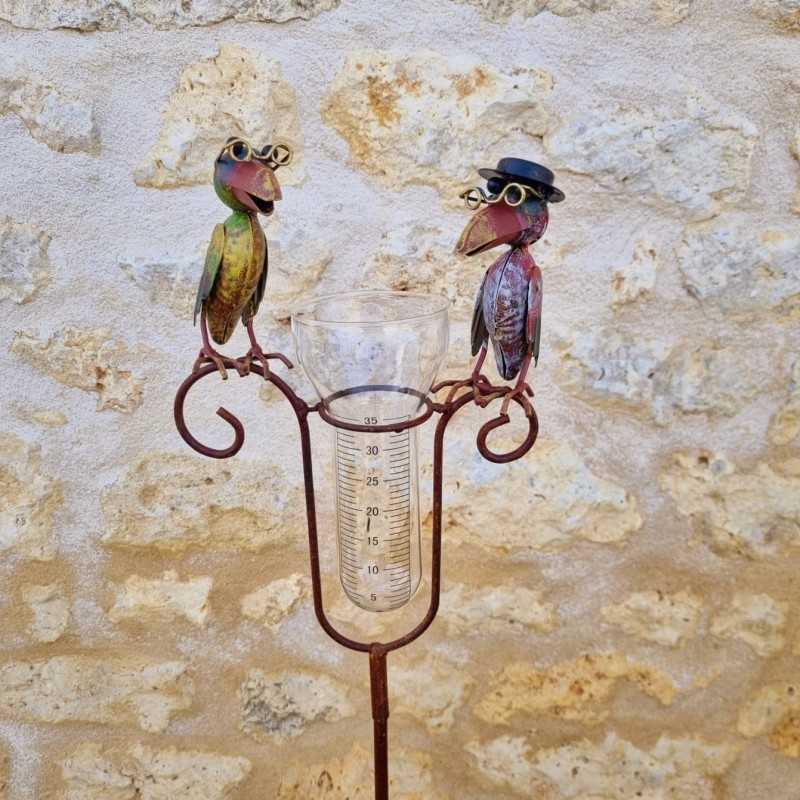 Pluviometro corvi decorazione da giardino graduato 129 cm vista ravvicinata