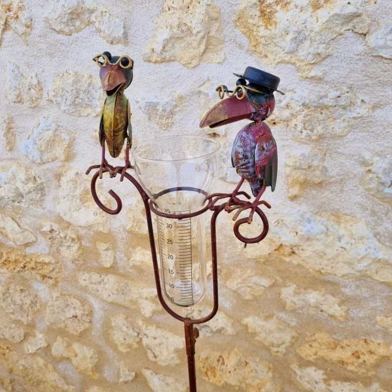Pluviometro corvi decorazione da giardino graduato 129 cm vista laterale