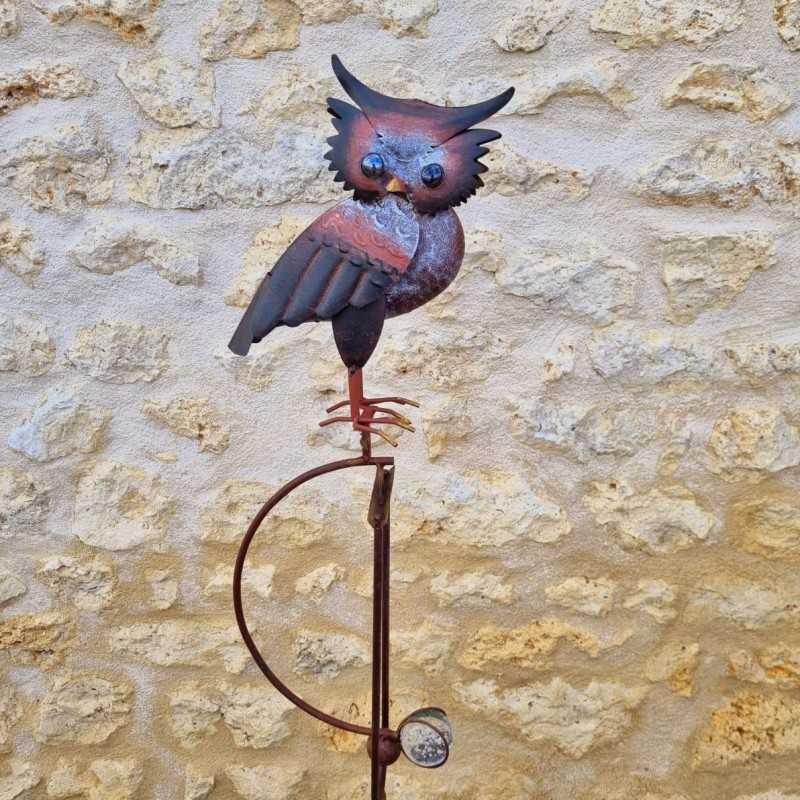 Bilanciere decorativo da giardino in ferro con motivo gufo colorato