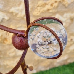Bilanciere decorativo da giardino in ferro con motivo gufo colorato, vista del contrappeso