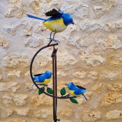 Mobile Bilanciere da Giardino in Metallo Motivo Uccelli Cinciallegra Altezza 130 cm vista laterale