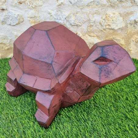 Tartaruga in resina geometrica marrone con finitura nera antichizzata