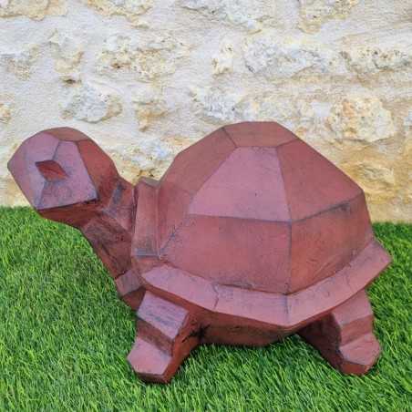 Tartaruga in resina geometrica marrone con finitura nera antichizzata