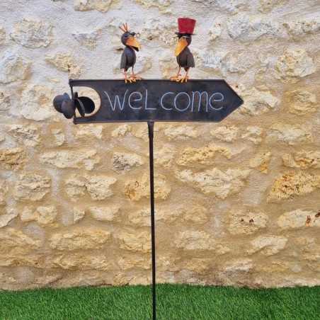 Pic, tutore decorativo da giardino Welcome marrone corvo colorato vista completa